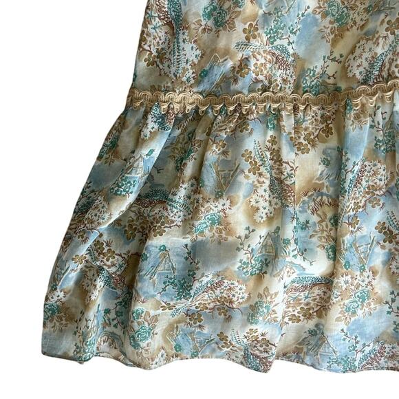70s vintage prairie dress victorian cream green blue lace - Picture 6 of 6
